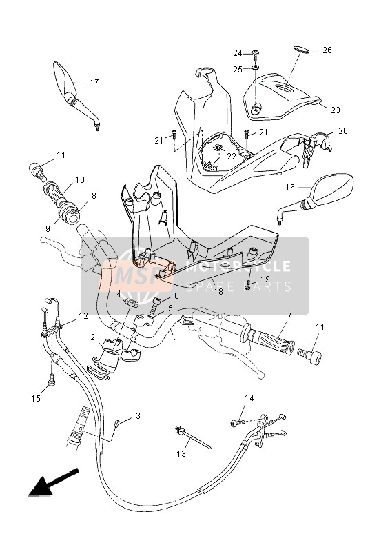 Yamaha YP400RA 2014 Manija de dirección & Cable para un 2014 Yamaha YP400RA